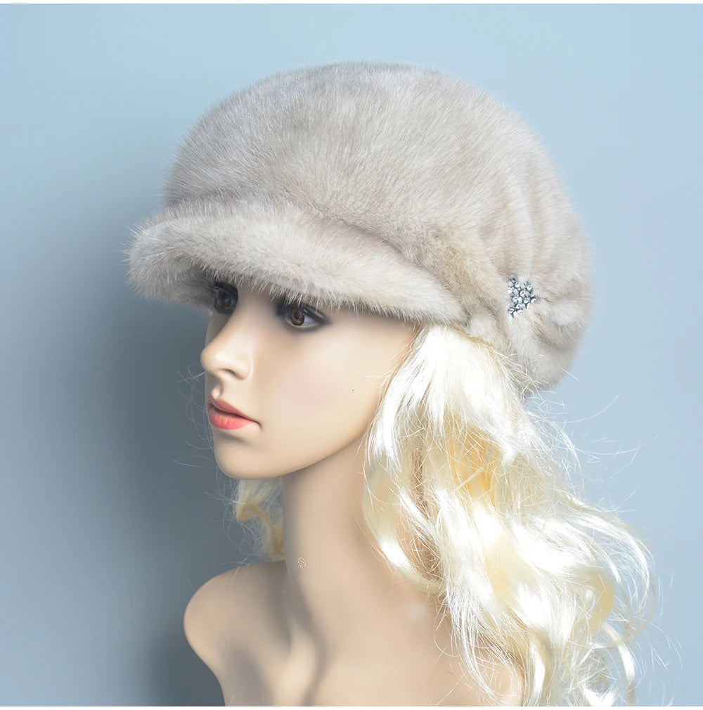 2025 Fashion Mink Fur Cap For Women Real Natural Whole Fur Hat Top Accessories Warm Ln Russian Winter Fur Hats For Lady
