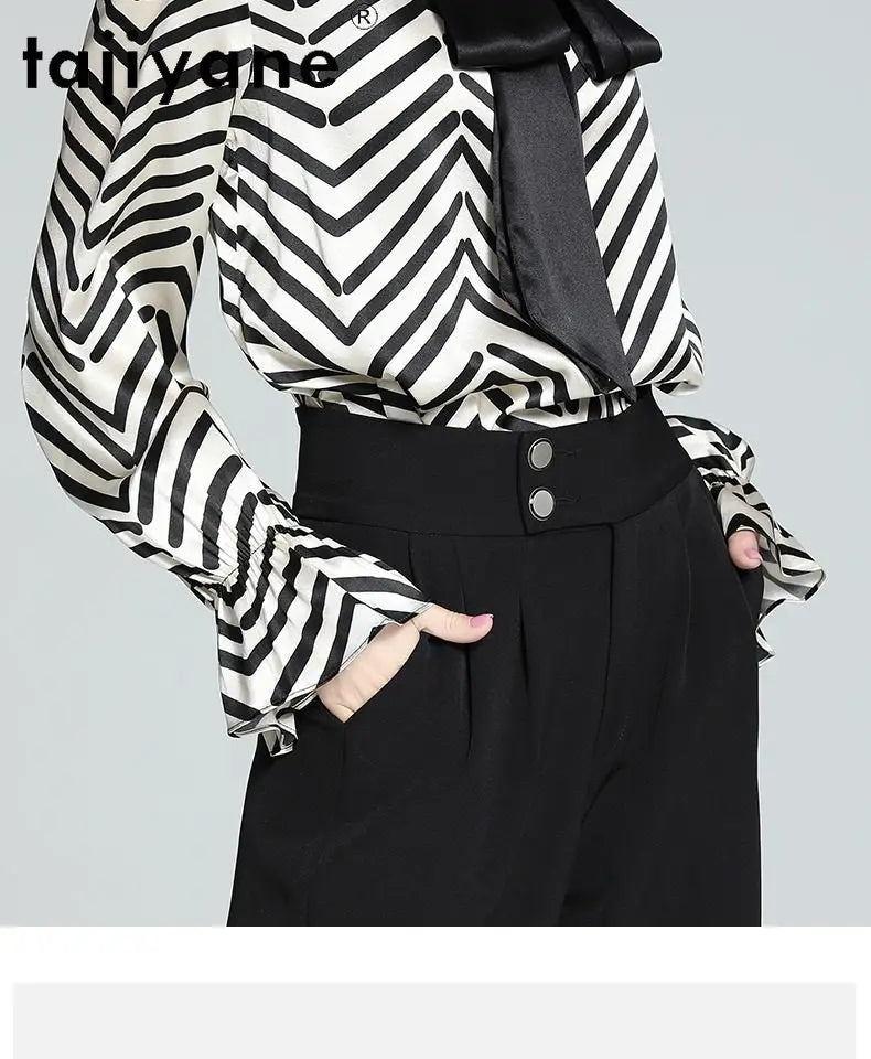 95% Mulberry Silk Striped Blouse – Women’s Elegant Pullover Shirt