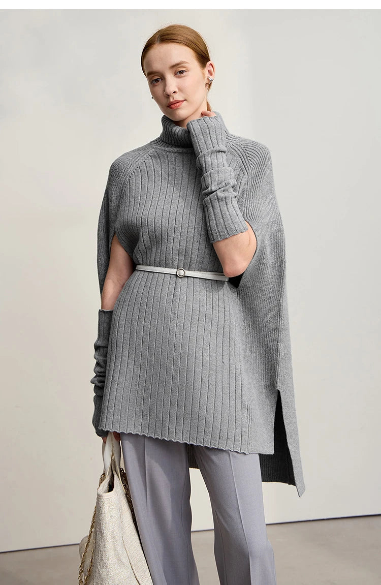 Women’s Long Knit Turtleneck Sweater Dress – Loose Fit Pullover, Streetwear Style for Winter 2025