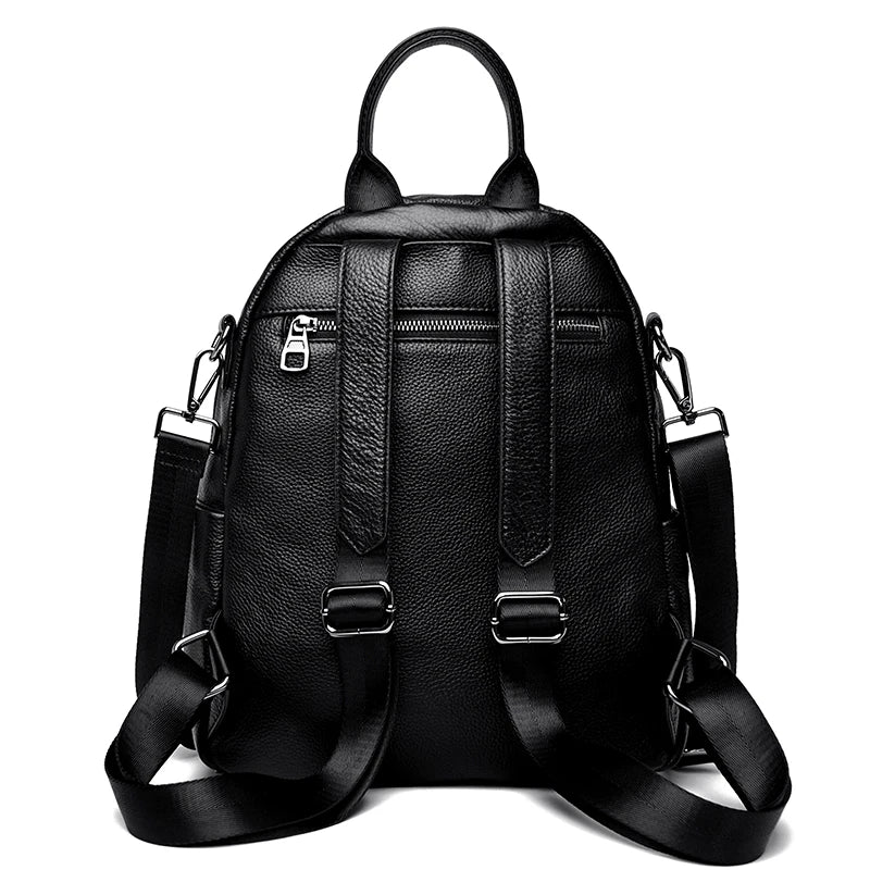 Genuine Leather Women's Backpack Fashion and Elegant Bag Soft Leather Solid Backpack Zipper Comfortable Bag For Ladies Designer