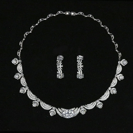 Beautiful Full Micro Cubic Zirconia Pave Dubai Bridal Jewelry Set for Women Wedding & Party Dress Accessories (Model N-1558) - HER SHOP