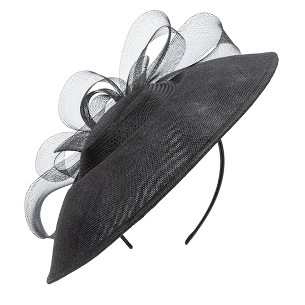 Retro Bridal Wide Brim Fascinator Hat for Women – Wedding, Cocktail, Tea Party, Church & Derby Hat with Gauze Bowknot - HER SHOP