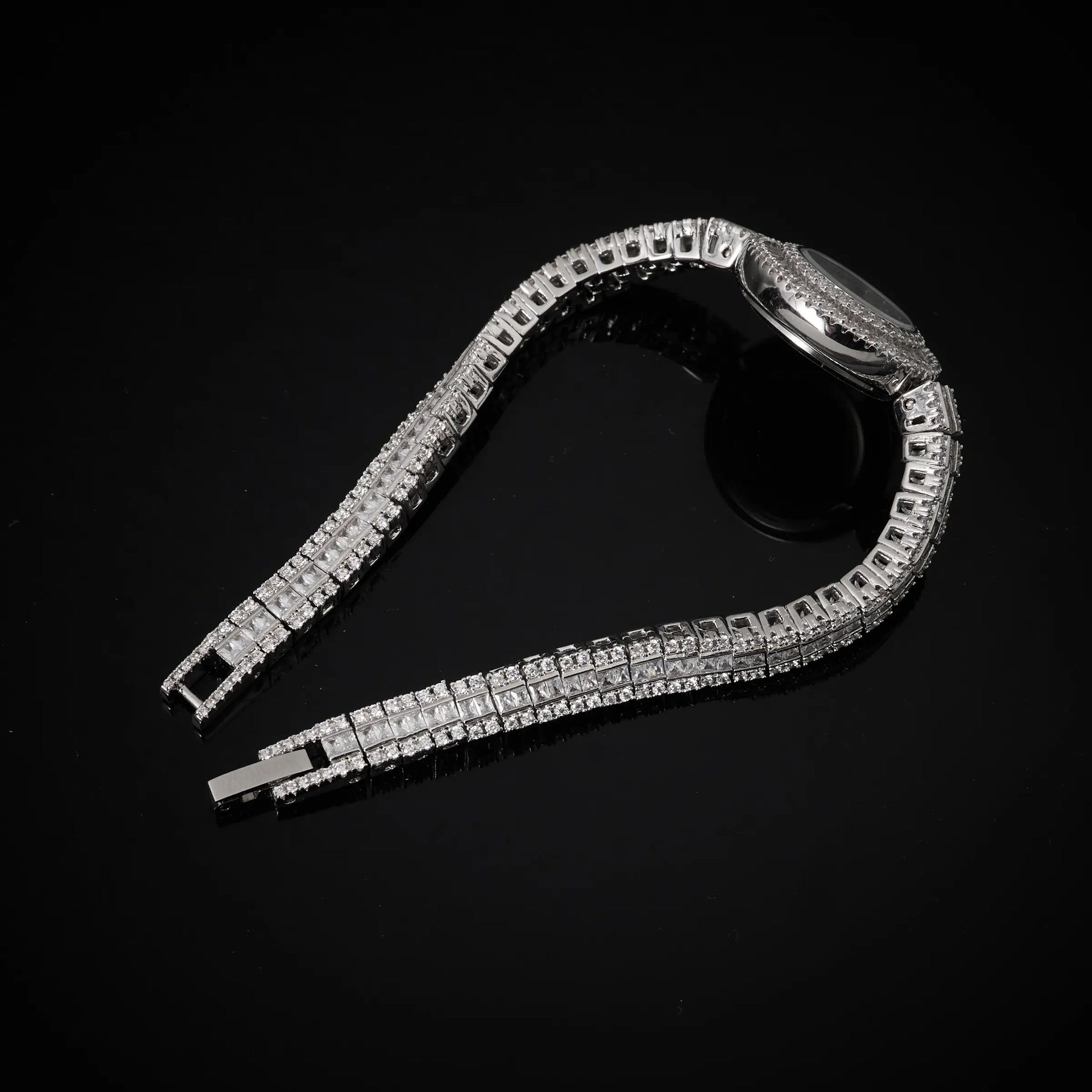 Luxury Women's Cubic Zirconia Bracelet Watch | Elegant Full CZ Crystal Timepiece for Weddings & Parties - HER SHOP