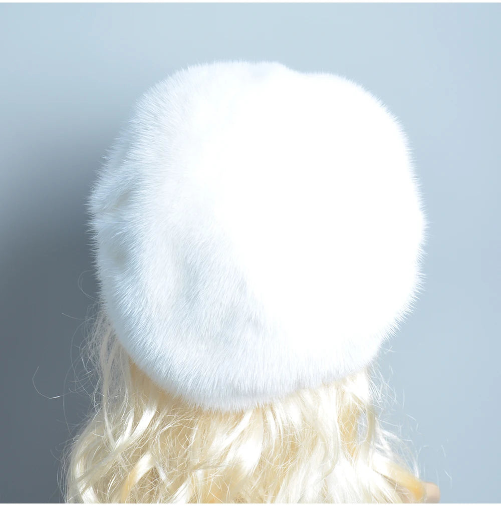 2025 Fashion Mink Fur Cap For Women Real Natural Whole Fur Hat Top Accessories Warm Ln Russian Winter Fur Hats For Lady