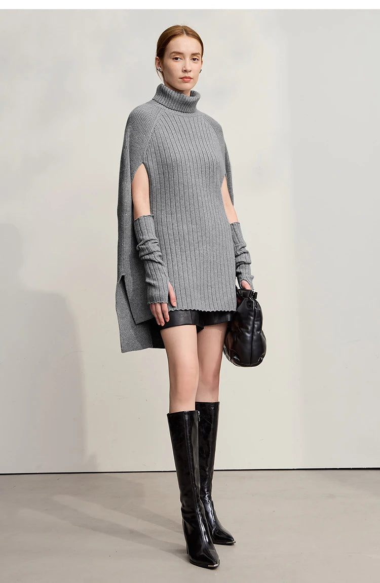 Women’s Long Knit Turtleneck Sweater Dress – Loose Fit Pullover, Streetwear Style for Winter 2025