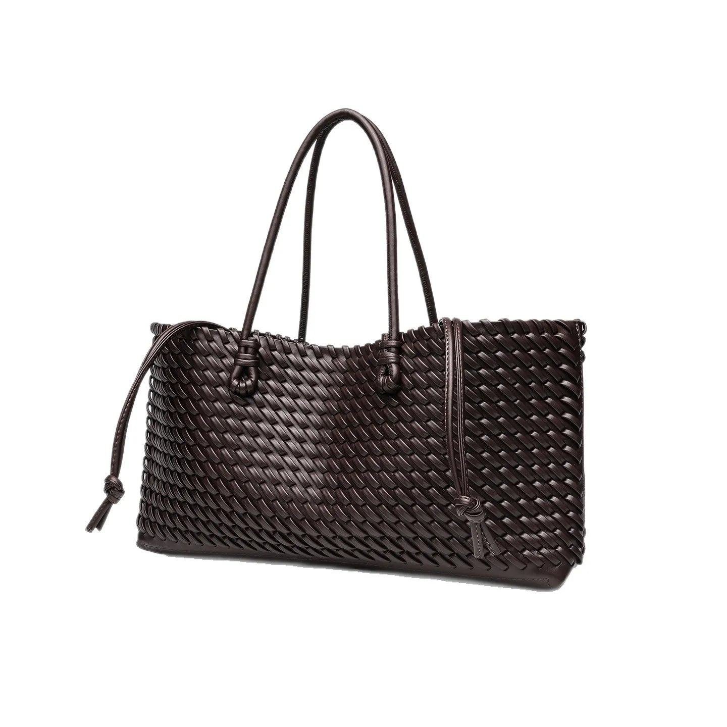 2025 New Women's Large Capacity Shopping Bag Tote Basket Woven Single Shoulder Fashion High End Handbag PU Leather Crossbody