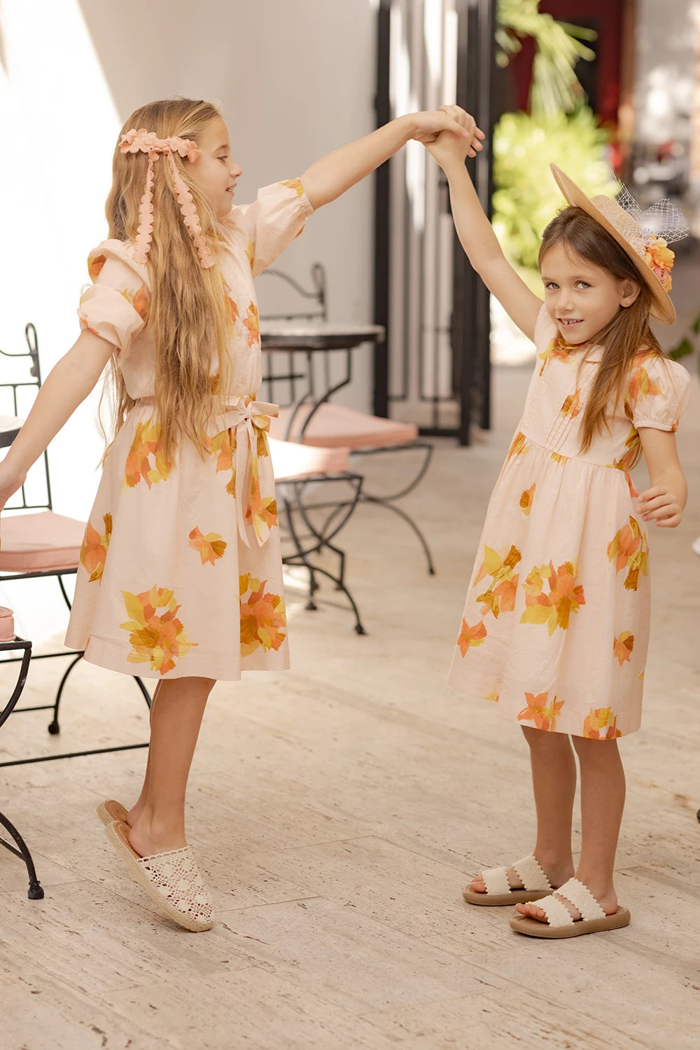 Spanish Sunset Collection SS26 Girls Puff Sleeves Dress Embroidery Sweater Boy V-neck Blazer Brothers Sisters Family Matching