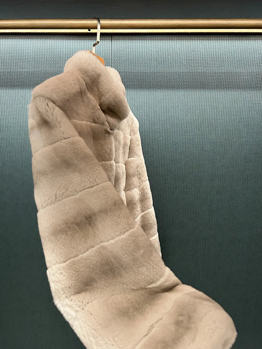 Women’s Full-Leather Mink Fur Collar Coat – Luxury Fall/Winter Fashion Outerwear