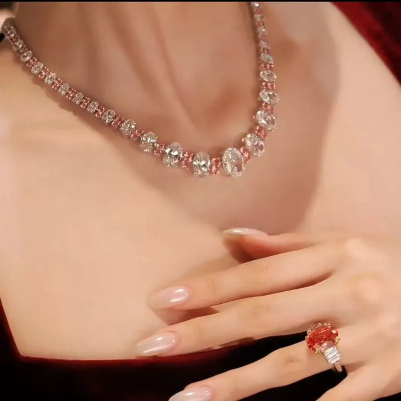 Luxury 925 Sterling Silver Oval Necklace Elegant New Style for Women | Wedding & Party Jewelry Gift - HER SHOP