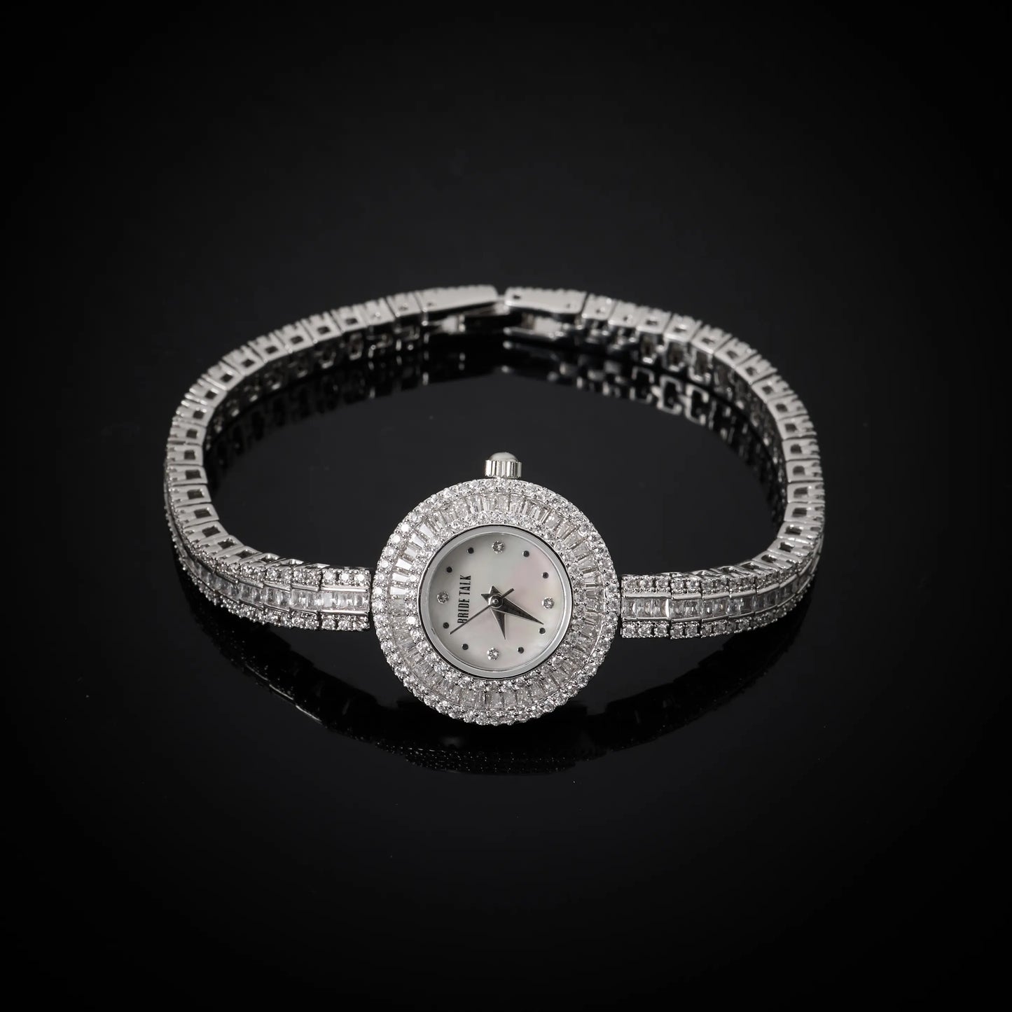 Luxury Women's Cubic Zirconia Bracelet Watch | Elegant Full CZ Crystal Timepiece for Weddings & Parties - HER SHOP