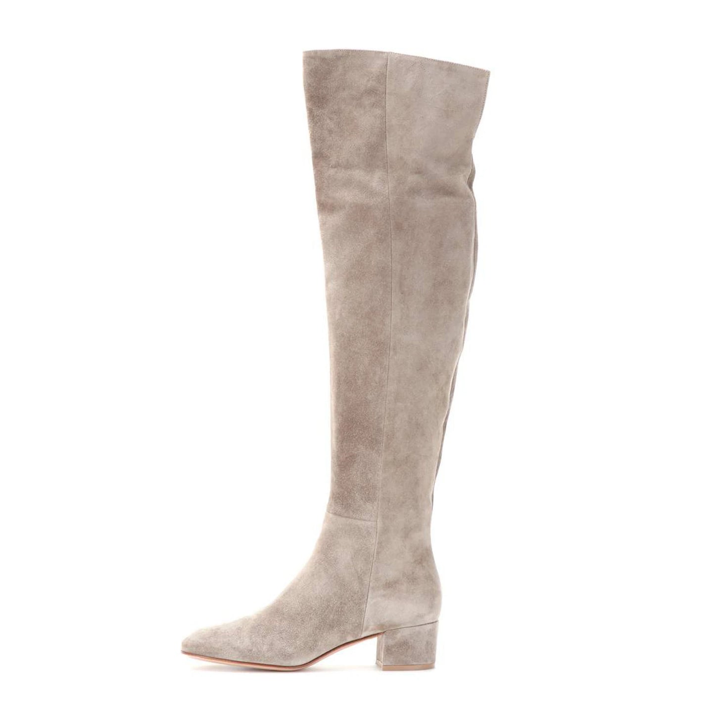 Plus Size Cow Suede Over-the-Knee High Heel Boots for Women – Retro Winter Long Boots with Zipper and Round Toe (Sizes 33–46)