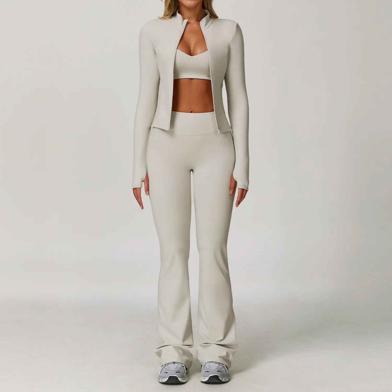 3 Pieces Sports Set Slim Fit Quick Dry Yoga Workout Jacket Breathable Casual Top High Waisted Push Up Fitness Clothes Female