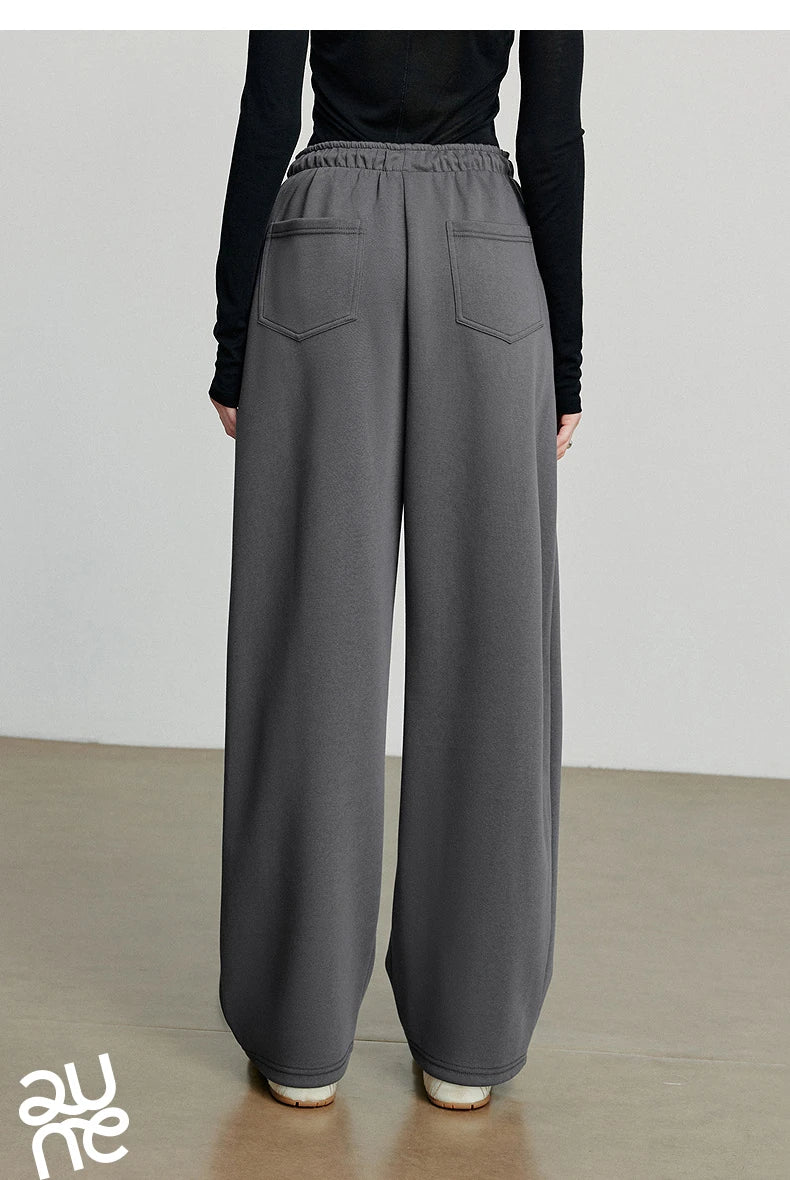 Autumn Elastic Waist Sweatpants – Women’s Wide-Leg Straight Cotton Sports Pants