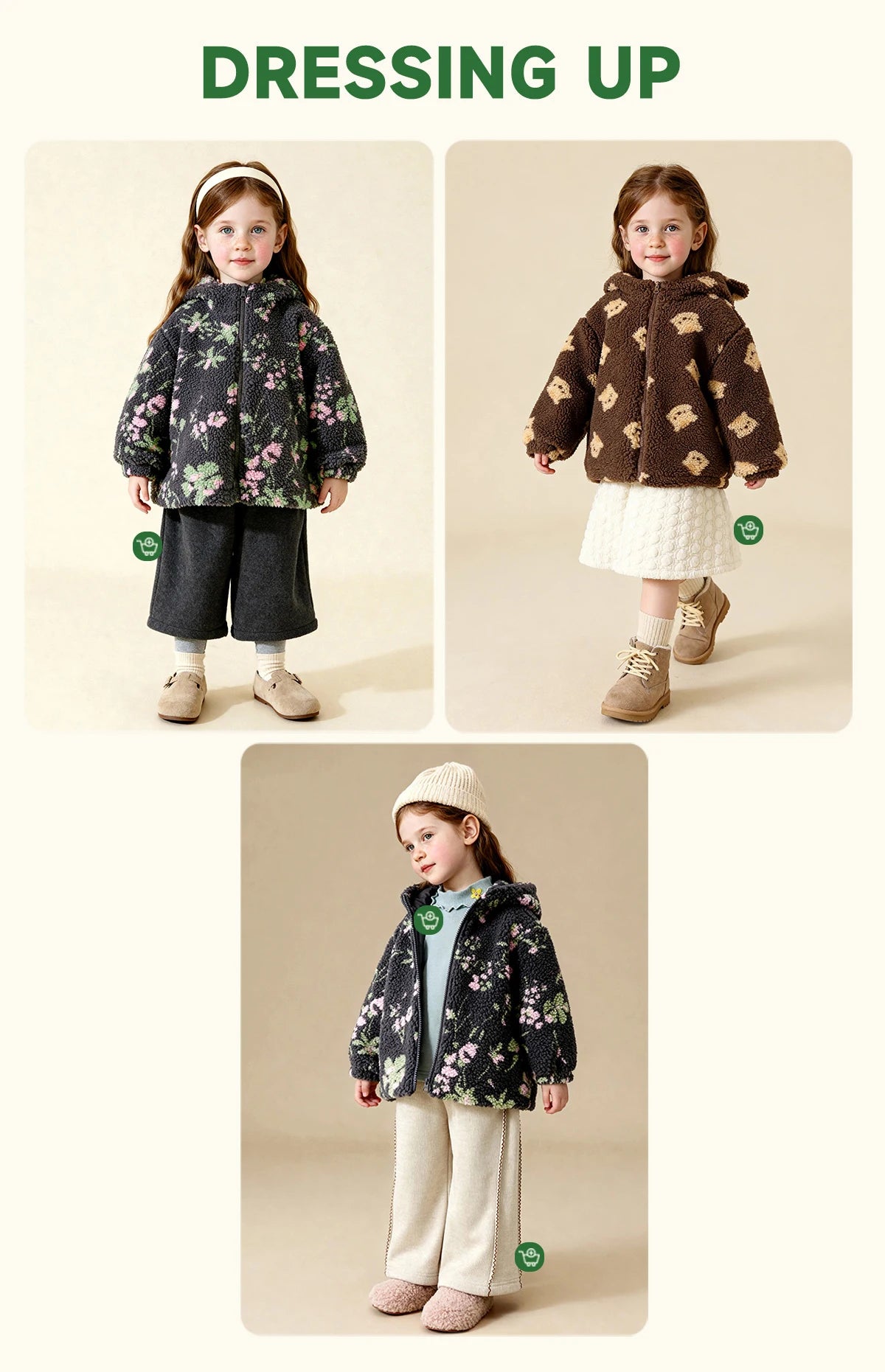Kids Polar Fleece Bear Ear Hoodie – Winter Warm Zipper Jacket