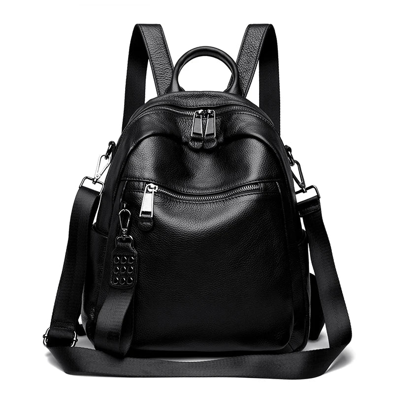 Genuine Leather Women's Backpack Fashion and Elegant Bag Soft Leather Solid Backpack Zipper Comfortable Bag For Ladies Designer