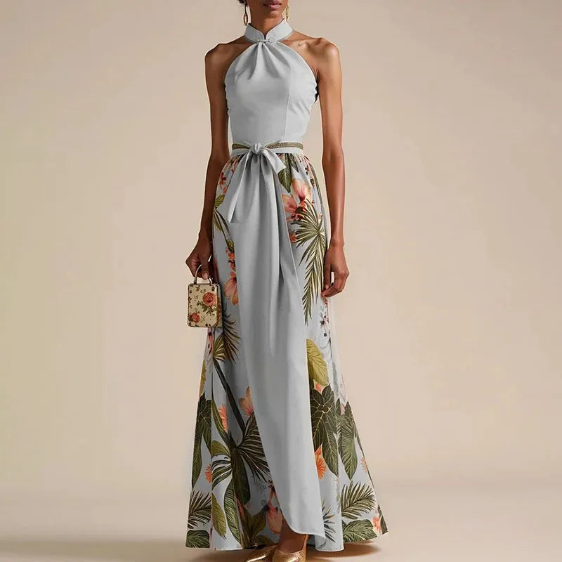 Floral Halter A-Line Boho Summer Dress
