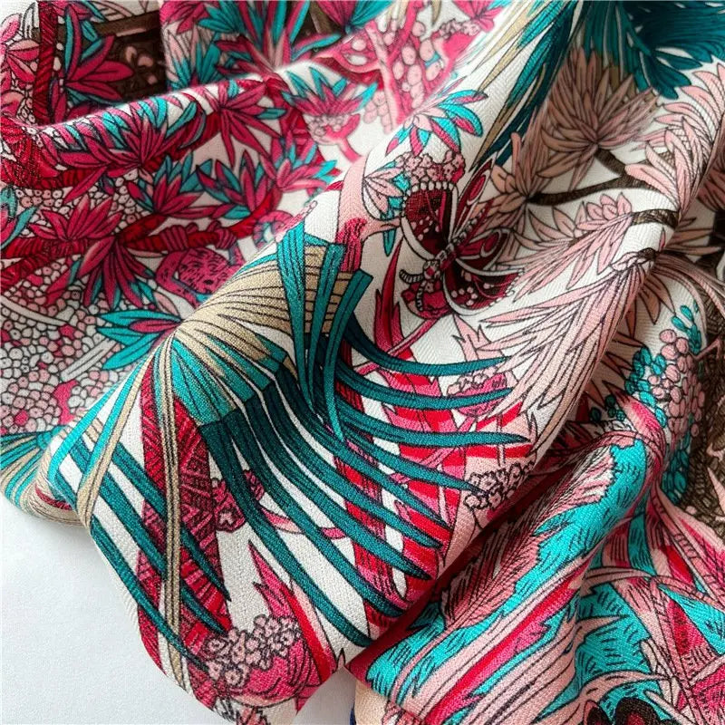 Women’s Classic Large Square Wool Scarf Wrap – Printed Winter Blanket Shawl Cape 135×135cm