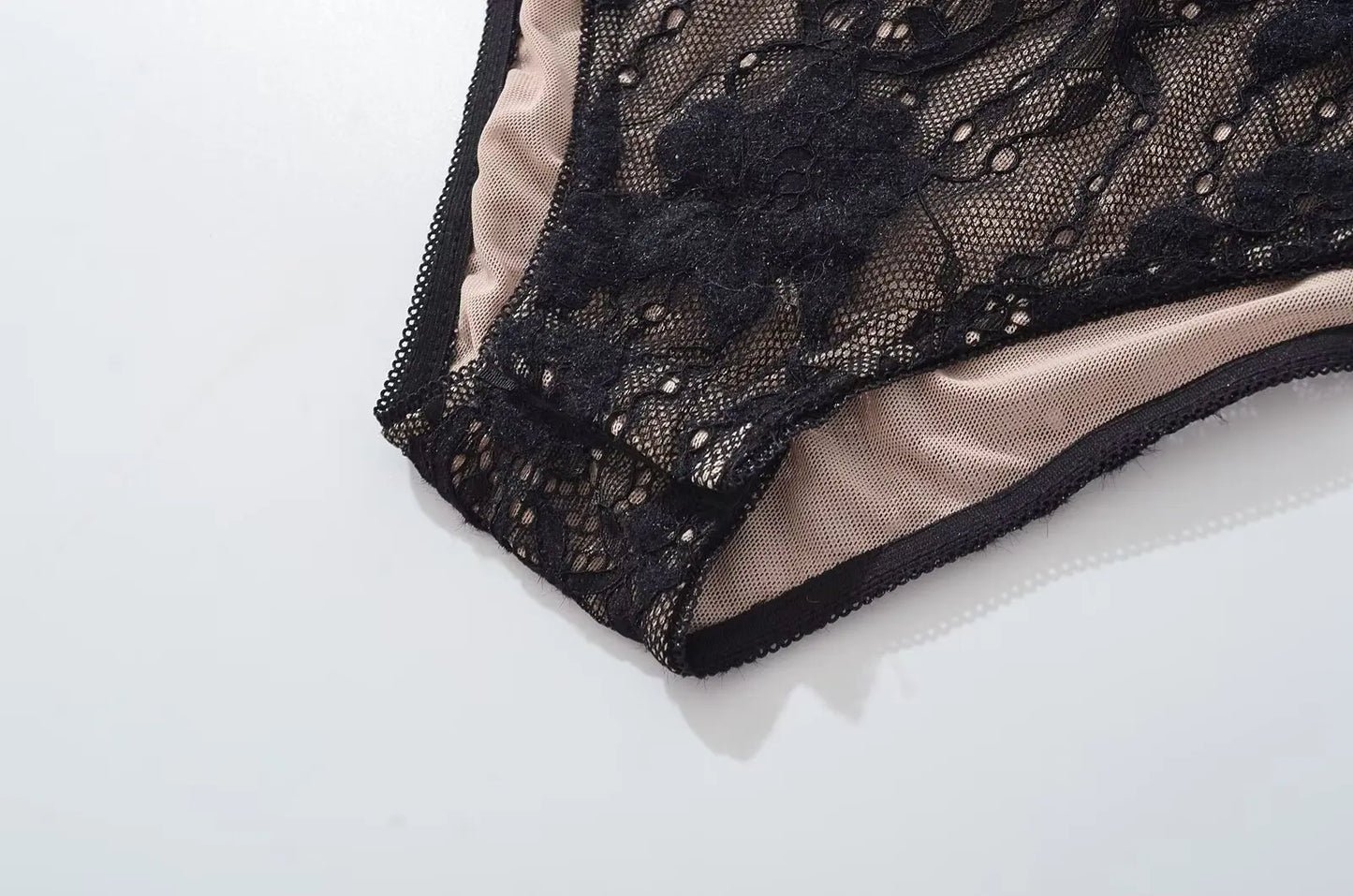 Sexy Sheer Lace Backless Spaghetti Strap Bodysuit with Lining – Slim Fit Tight Short Romper for Women