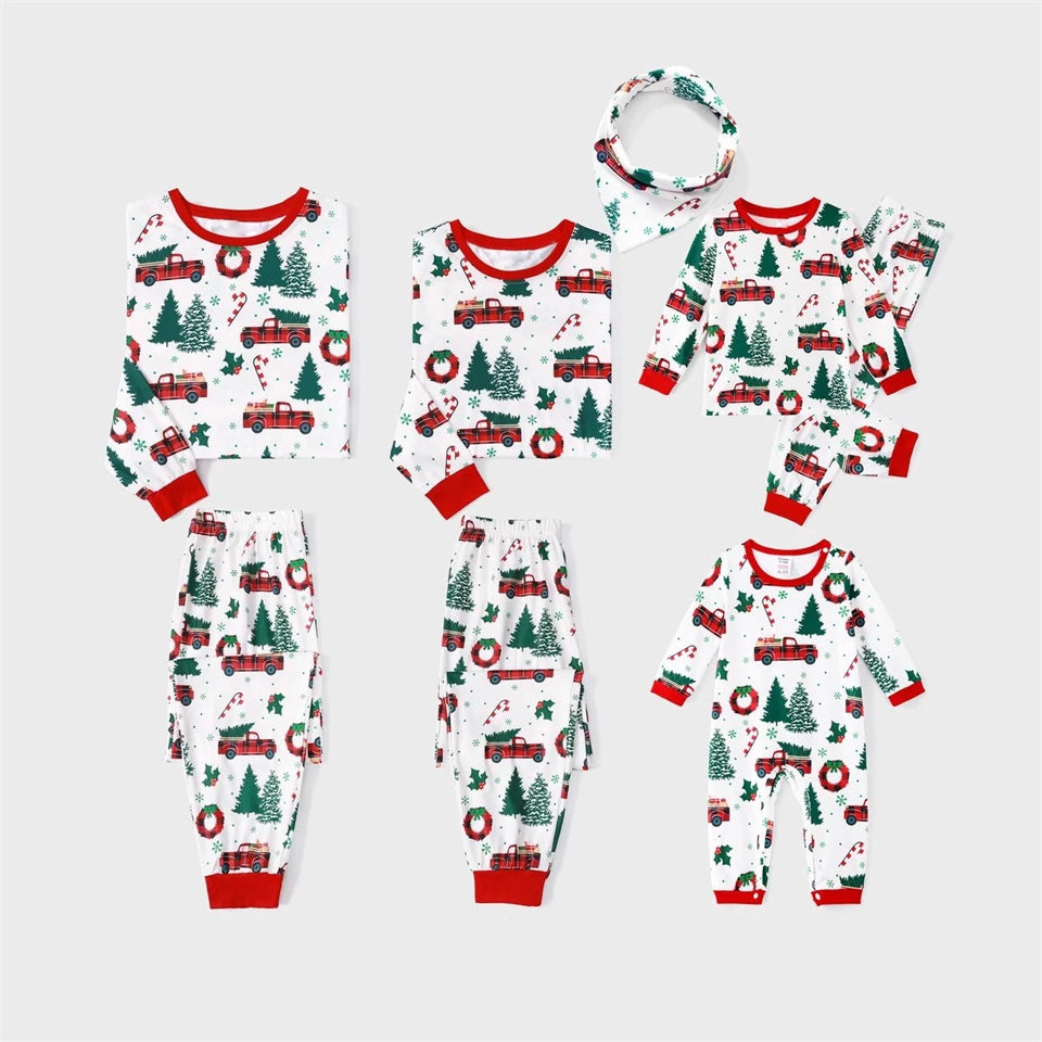 Casual Winter Cotton Family Matching Christmas Pajamas – Parent-Child Sleepwear & Couple Loungewear Sets