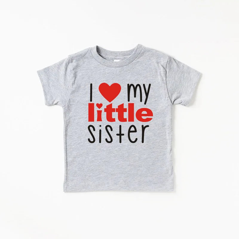 1PC Matching T Shirts Sibling Sisters Brother T-shirt I Love My Big Sister Family Clothing Kids Boys Clothes Baby Bodysuits