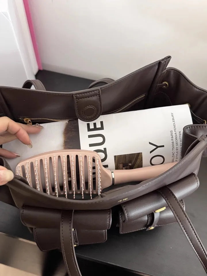 JW PEI Women's Large Capacity Crossbody Bag, Black Motorcycle Style Single Shoulder Handbag, Versatile Purse for Daily Commute