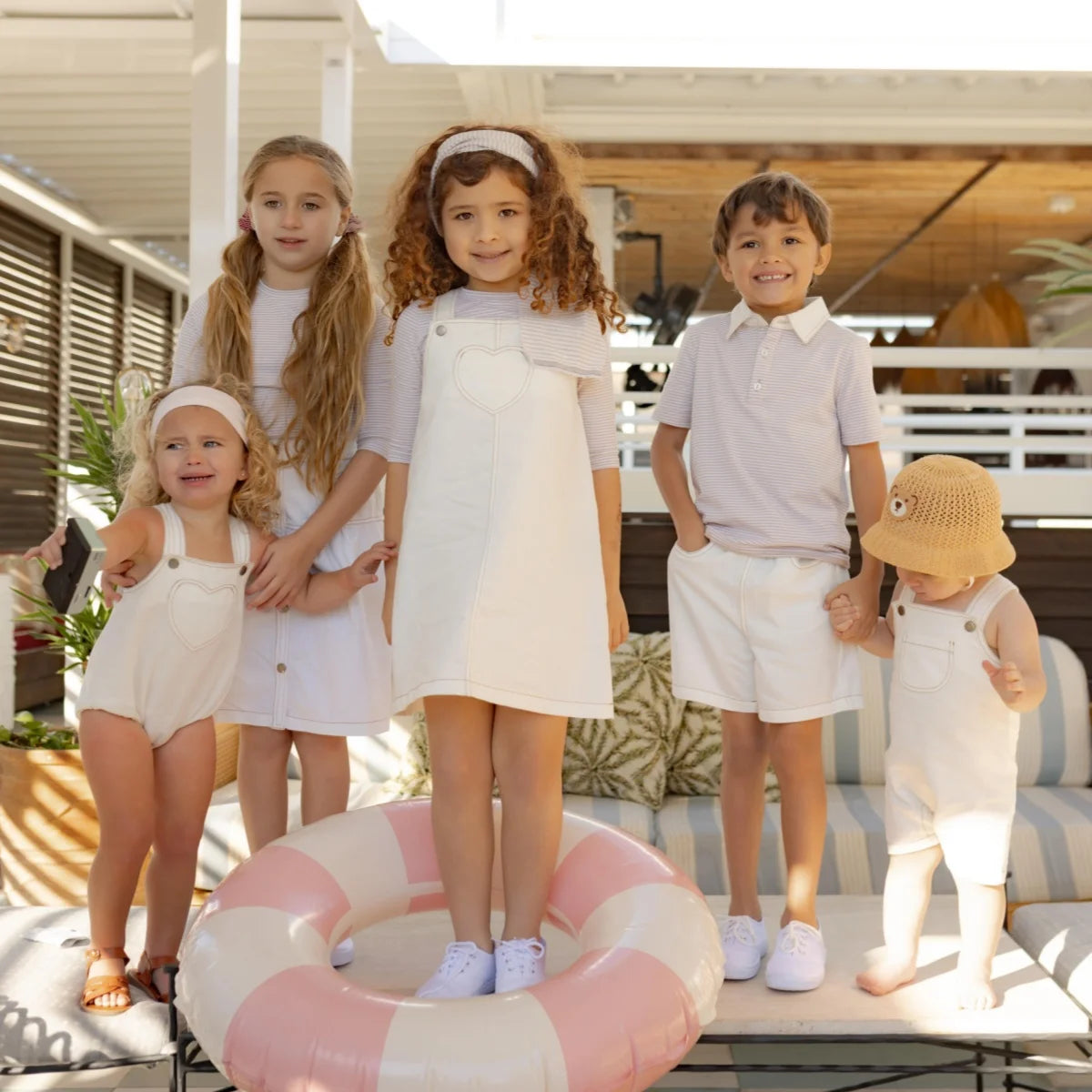 White Denim Collection – Cotton Jeans, Denim Jumpers, Skirts & Shirts for Girls, Boys & Family Matching Outfits