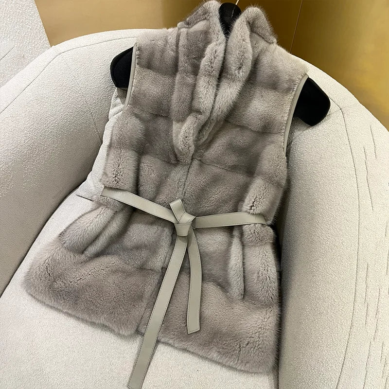 High quality women's coat autumn and winter new style warm mink fur thickened female vest versatile and fashionable 251107144