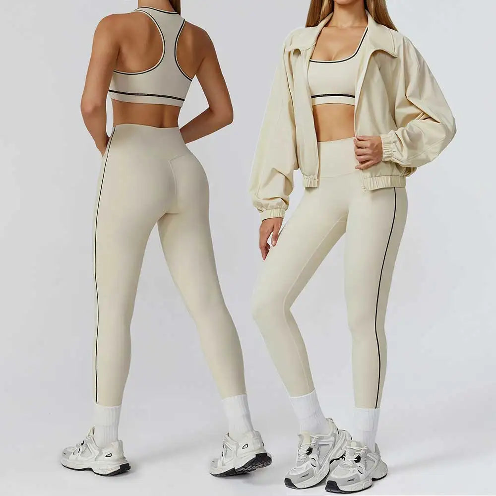 Yoga Set 2/3PCS Sports Outfits Women Clothes Fitness Tracksuit Gym Legging Workout Long Sleeved Female Bra Yoga Suit Sportswear - HER SHOP