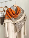 Luxury Silk-Wool Blend Scarf for Women - Large Square, Dual-Purpose Shawl for Autumn and Winter Warmth