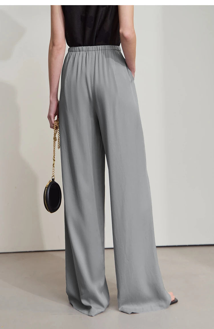 Women’s Solid Drawstring Wide Leg Pants – Casual Loose Full-Length Trousers New Fashion