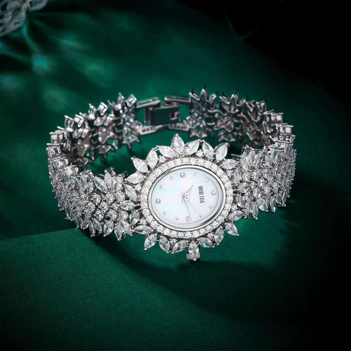 HER JEWELIFE 19cm Length Watch for Women  AAA Cubic Zircon Full Crystal Watch for Wedding Party Jewelry | Japan Movement | Waterproof