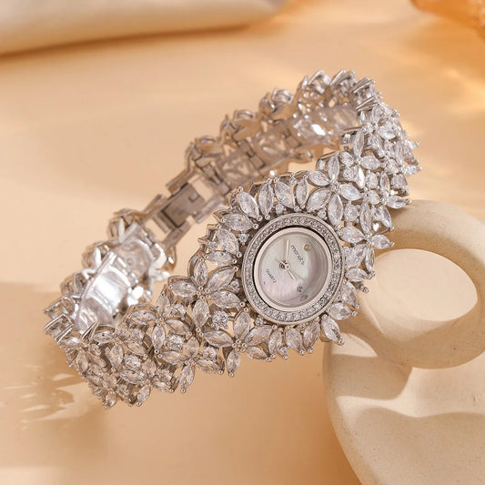 EYER Luxury Hot Fashion Full Zircon Crystal Geometric Bracelet Watch For Women Wedding Party Daily Jewelry Watch Accessories - HER SHOP