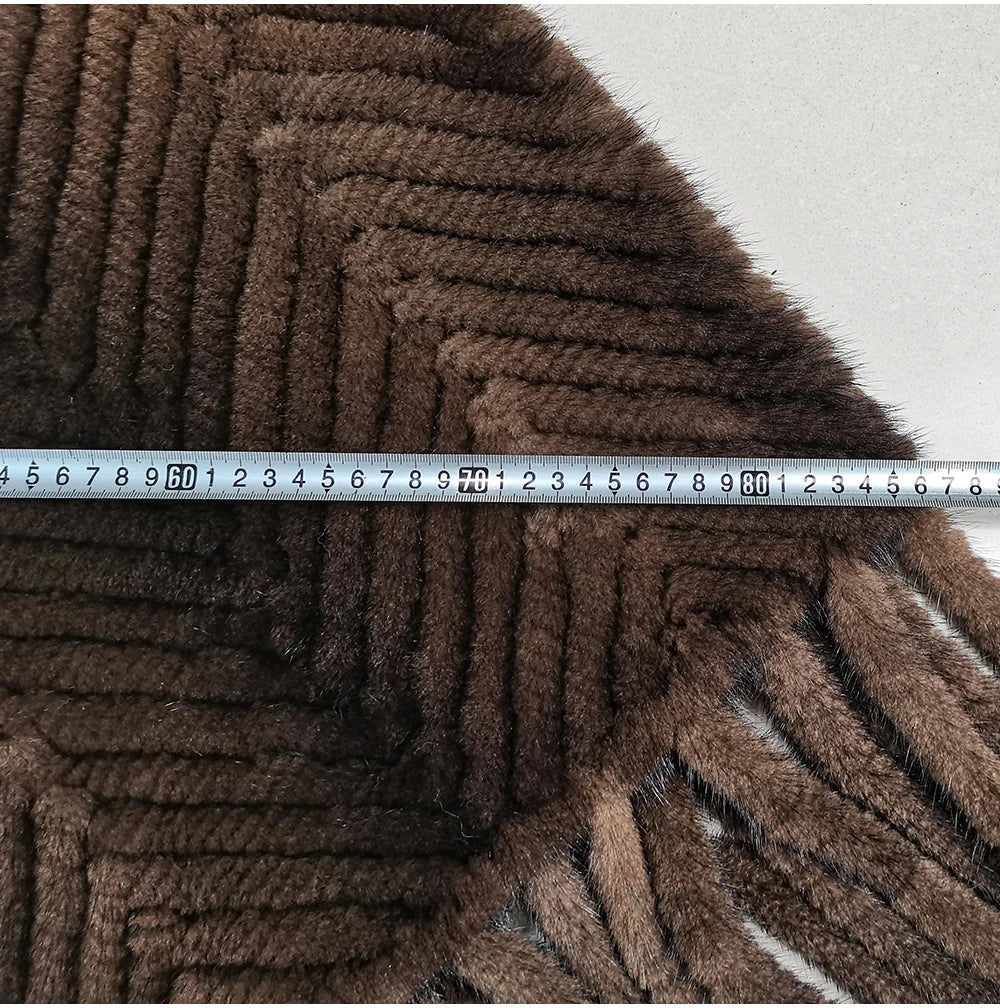 2024 Hot Sale Women Real Fur Poncho Black Brown Knitted Natural Mink Fur Scarves Shawl Lady Fashion 100% Genuine Mink Fur Shawls