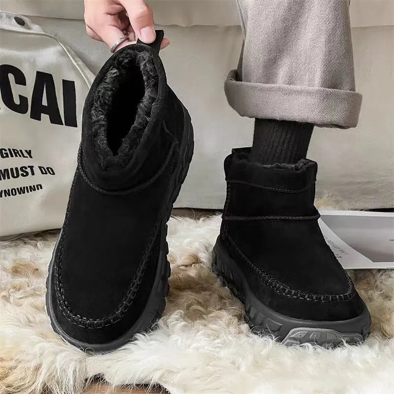 Women’s Fur-Lined Winter Snow Boots with Thick Anti-Slip Sole – Durable Low-Top Outdoor Cotton Shoes