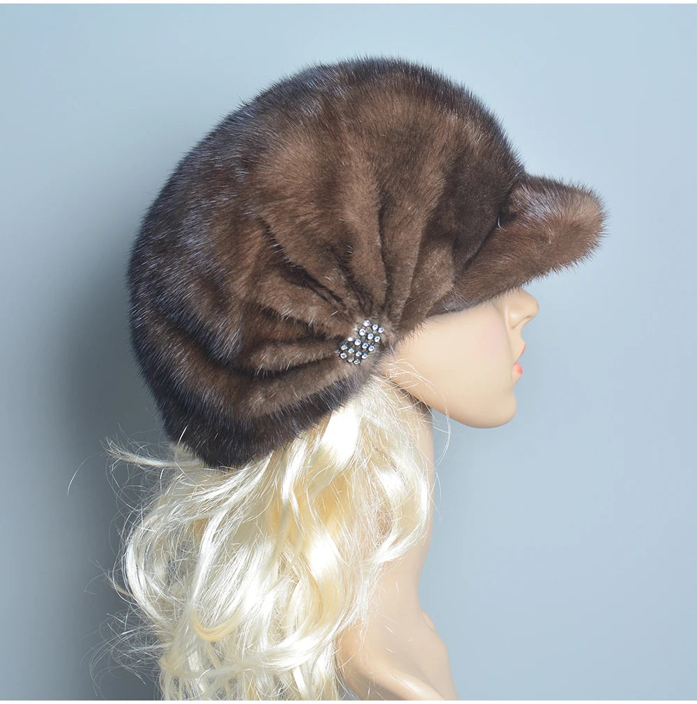 2025 Fashion Mink Fur Cap For Women Real Natural Whole Fur Hat Top Accessories Warm Ln Russian Winter Fur Hats For Lady