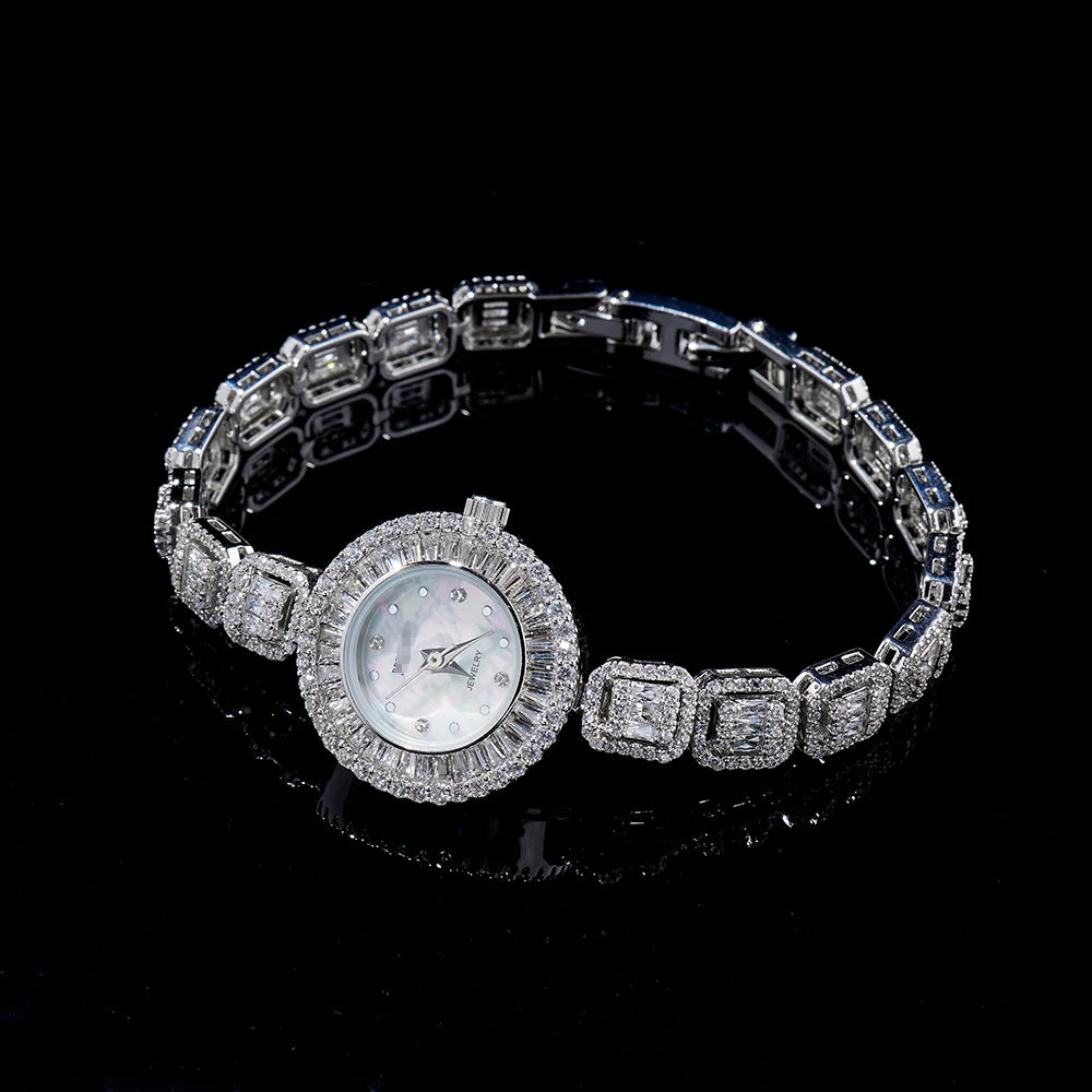 Women's 19cm Crystal Watch | AAA Cubic Zirconia Bracelet Watch | Japan Quartz Movement | Waterproof | Elegant Wedding & Party Jewelry