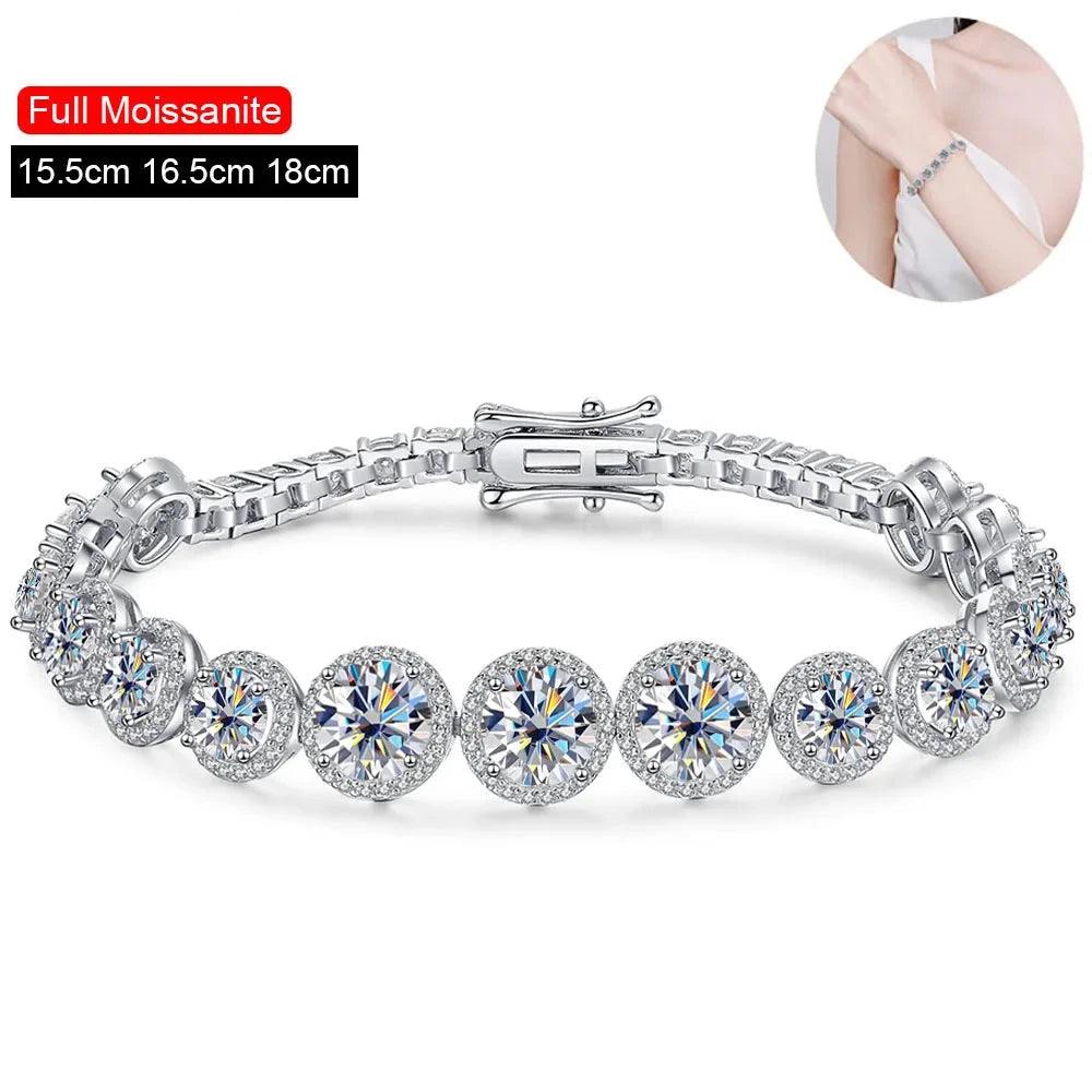 Serenity All Moissanite Bracelet for Women, GRA Certified S925 Silver, 18K Plated, Fine Jewelry Wholesale
