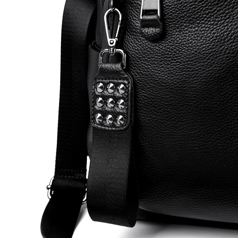 Genuine Leather Women's Backpack Fashion and Elegant Bag Soft Leather Solid Backpack Zipper Comfortable Bag For Ladies Designer