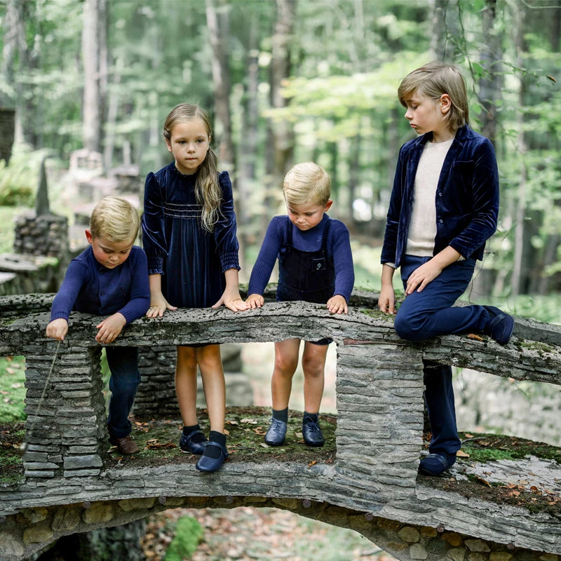 Smocked Velvet Knit Collection - Family Matching Outfits with Girls' Dress, Baby Romper, Boys' Top, Pants & Blazer - HER SHOP