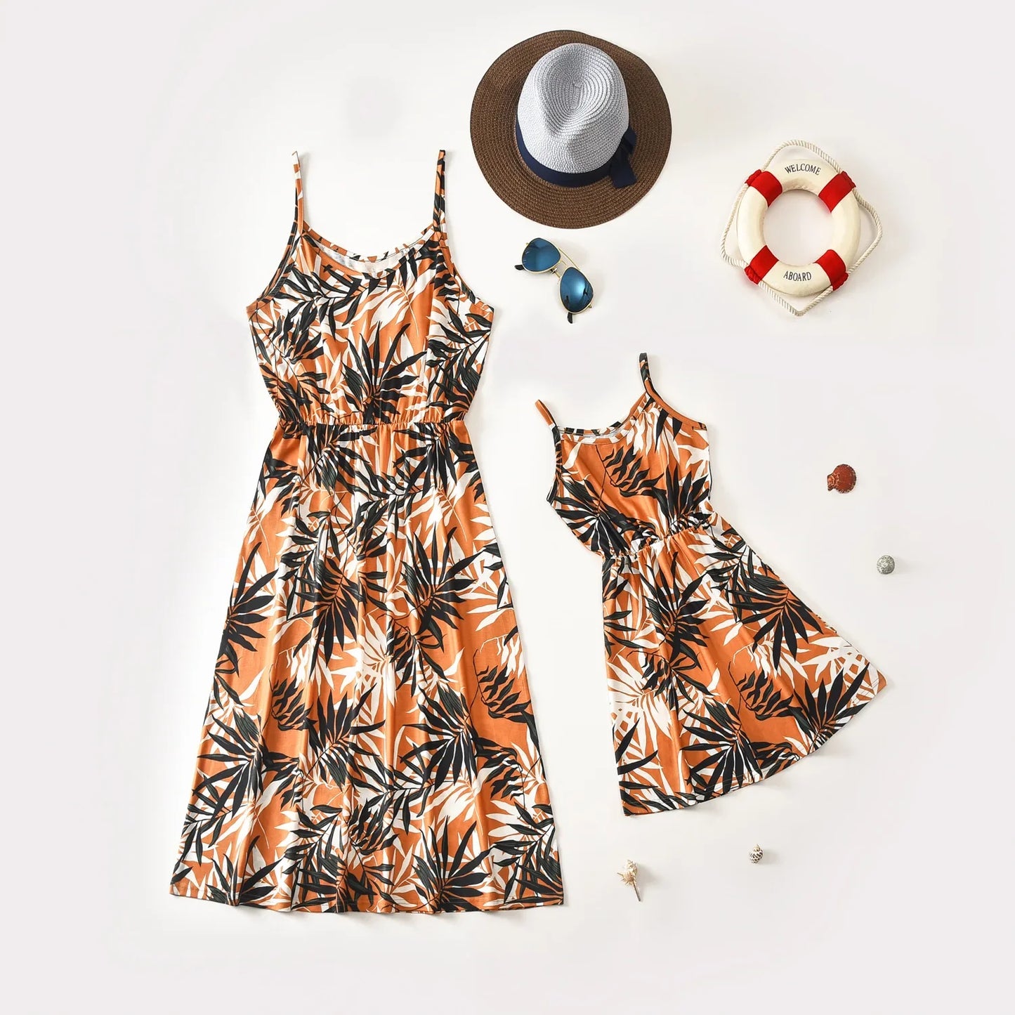 Floral Print Sling Dress for Mom and Daughter – Elegant Matching Slip Dresses for Summer