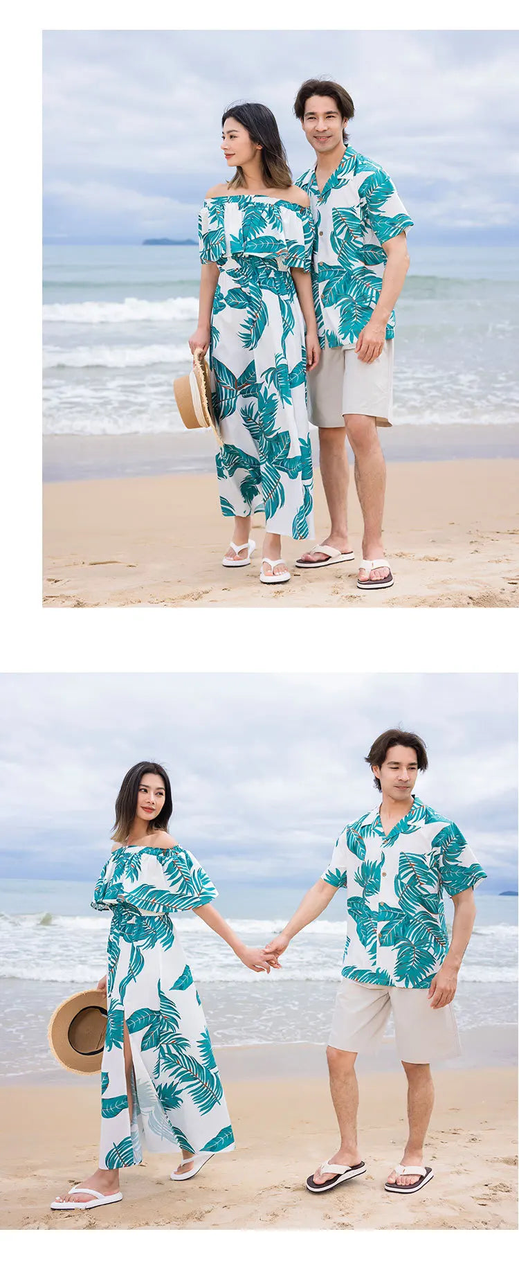 Beach Ware Clothes for Family Shirts Set Vacation Long Mother and Daughter Blue Dress for The Sea Resorts Look Father Son Outfit