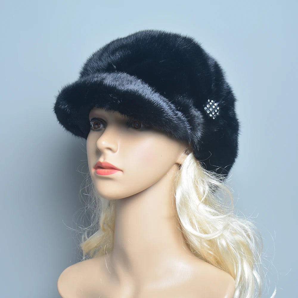 2025 Fashion Mink Fur Cap For Women Real Natural Whole Fur Hat Top Accessories Warm Ln Russian Winter Fur Hats For Lady
