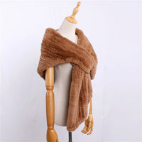 Luxury Hand Knitted Women’s Winter Rex Rabbit Fur Cape Shawl