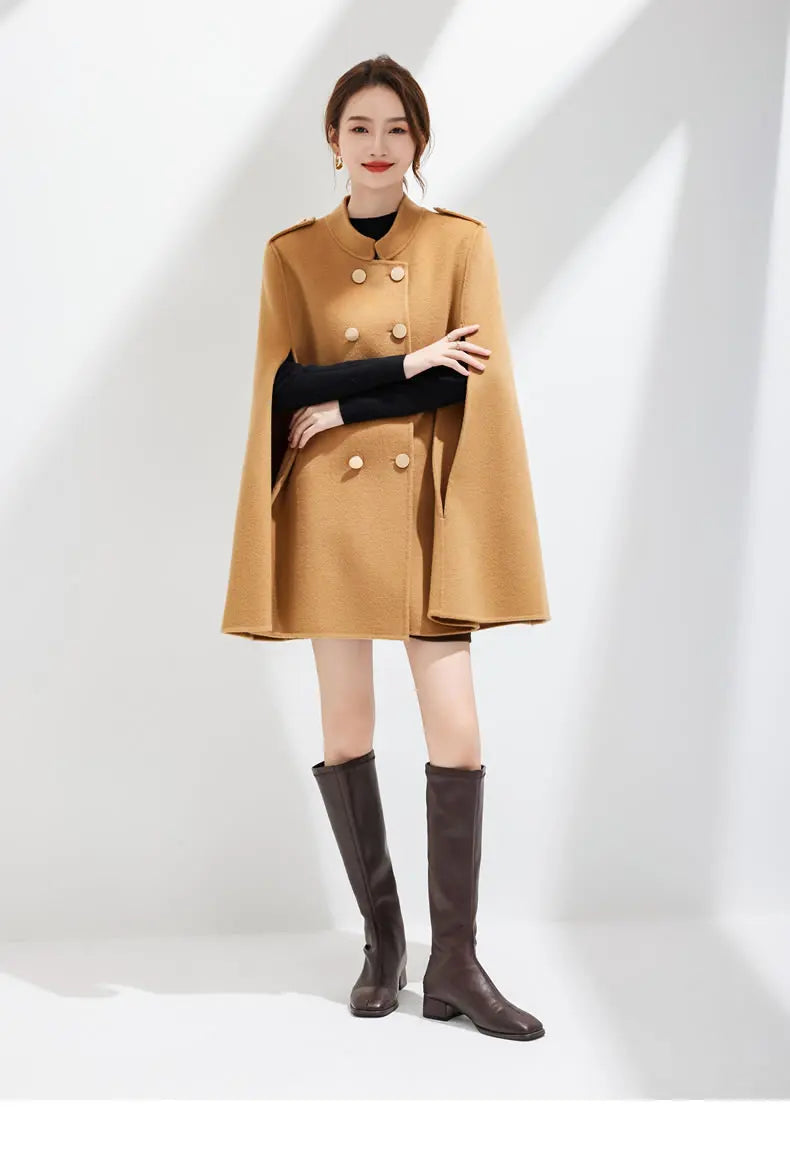 Ladies’ 100% Cashmere Double-Sided Long Jacket – Thick Classic Business Coat for Autumn & Winter - HER SHOP