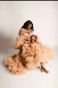 Mummy and Daughter Fluffy Tulle Gown for Photoshoot