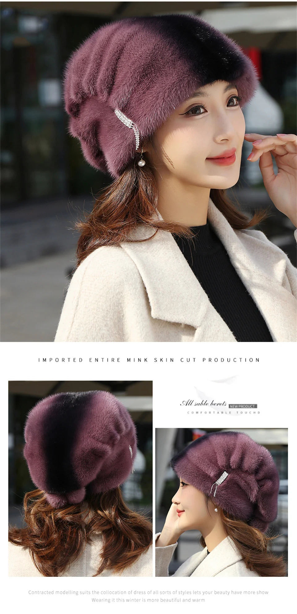 Whole Real Mink Fur Hat For Women's Caps Luxury Fashion Brand Real Fur Cap Christmas Hat Warm In Russian Winter Lady Fur Hat