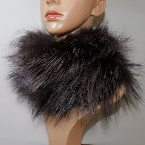 Women's Real Fox Fur Ring Scarf & Headband– Luxury Winter Neck Warmer Muffler, 100% Natural Fur with Good Elastic