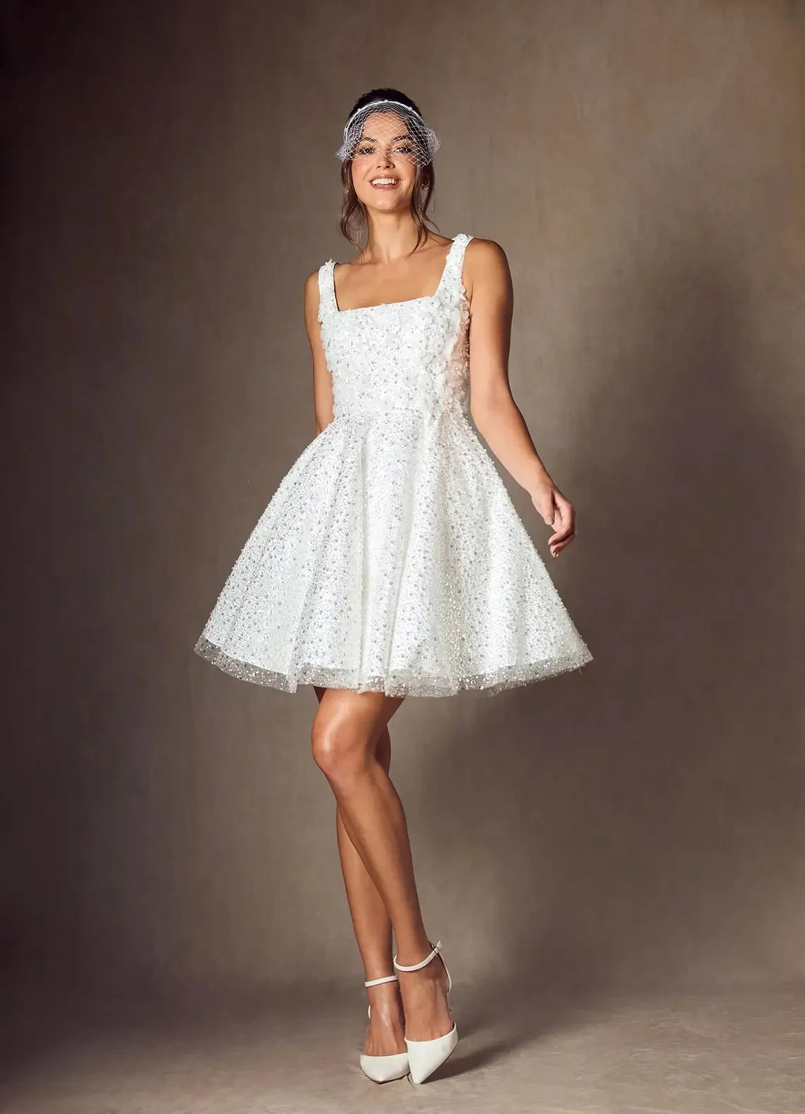 Sequin Beaded Wedding Dresses for Teens Sparkly Short Prom Dress Spaghetti Straps A-line HOCO Dress for Juniors - HER SHOP