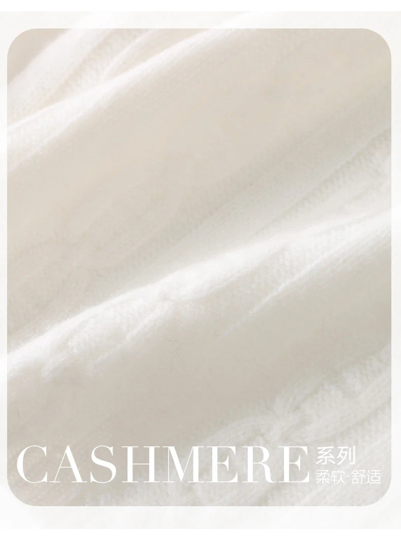 100% Cashmere Autumn Winter Three-Ply Twist Pattern Unisex Scarf Neck Warmer Shawl Cold-Proof Thickened Neck Gaiter