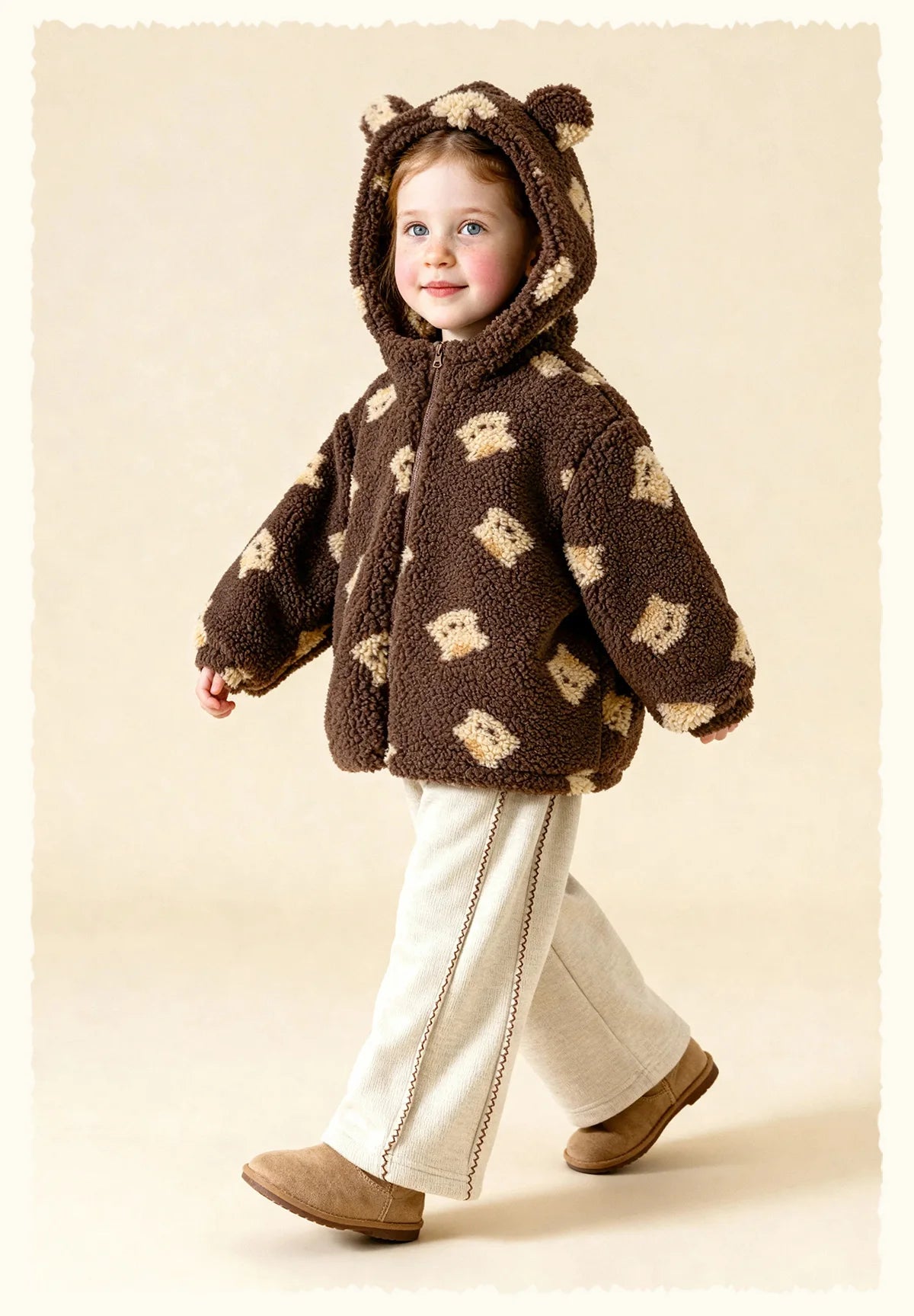 Kids Polar Fleece Bear Ear Hoodie – Winter Warm Zipper Jacket